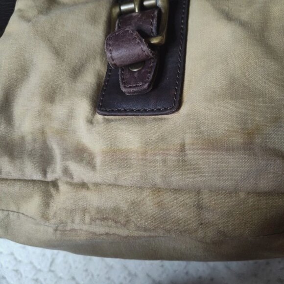 Fossil Cow Hide Leather Canvas Double Handle Laptop Messenger Crossbody Bag Tote - Picture 8 of 8